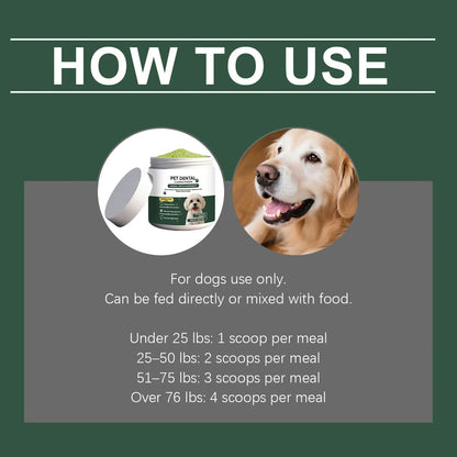 100g Dog Tooth Powder Freshen Breath Natural Plaque Tartar Remover Probiotic Teeth Cleaning Dental Care For Puppy Small Large