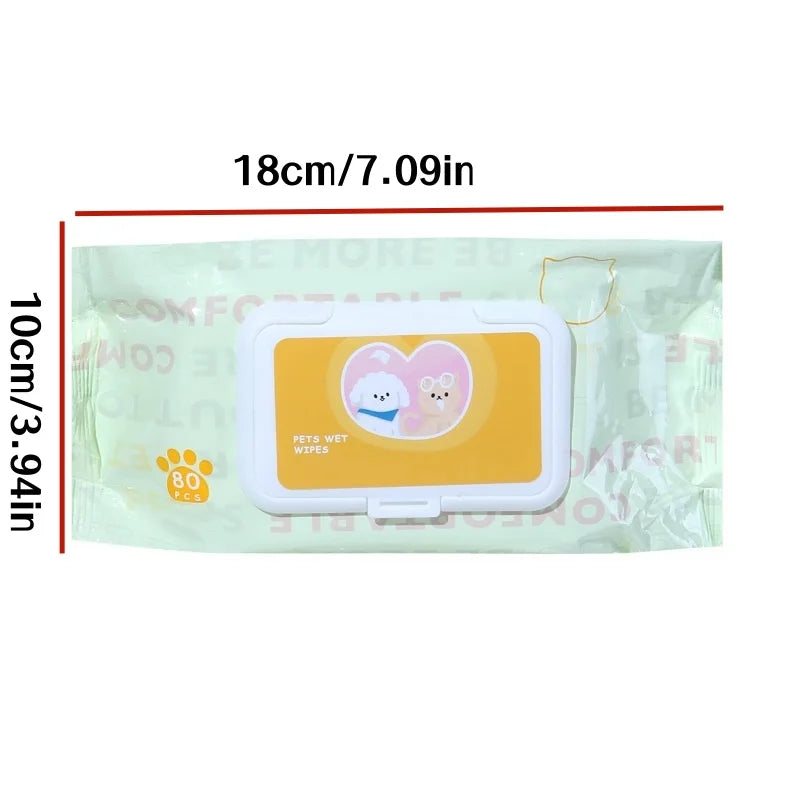 400 Pieces (5 Packs) of Pet Wipes Specifically for Dogs and Cats, Cleaning Tear Stains, Deodorizing Wet Wipes, Wiping Buttocks, Wiping Body, Wiping Feet, Antibacterial Products, Easy to Carry