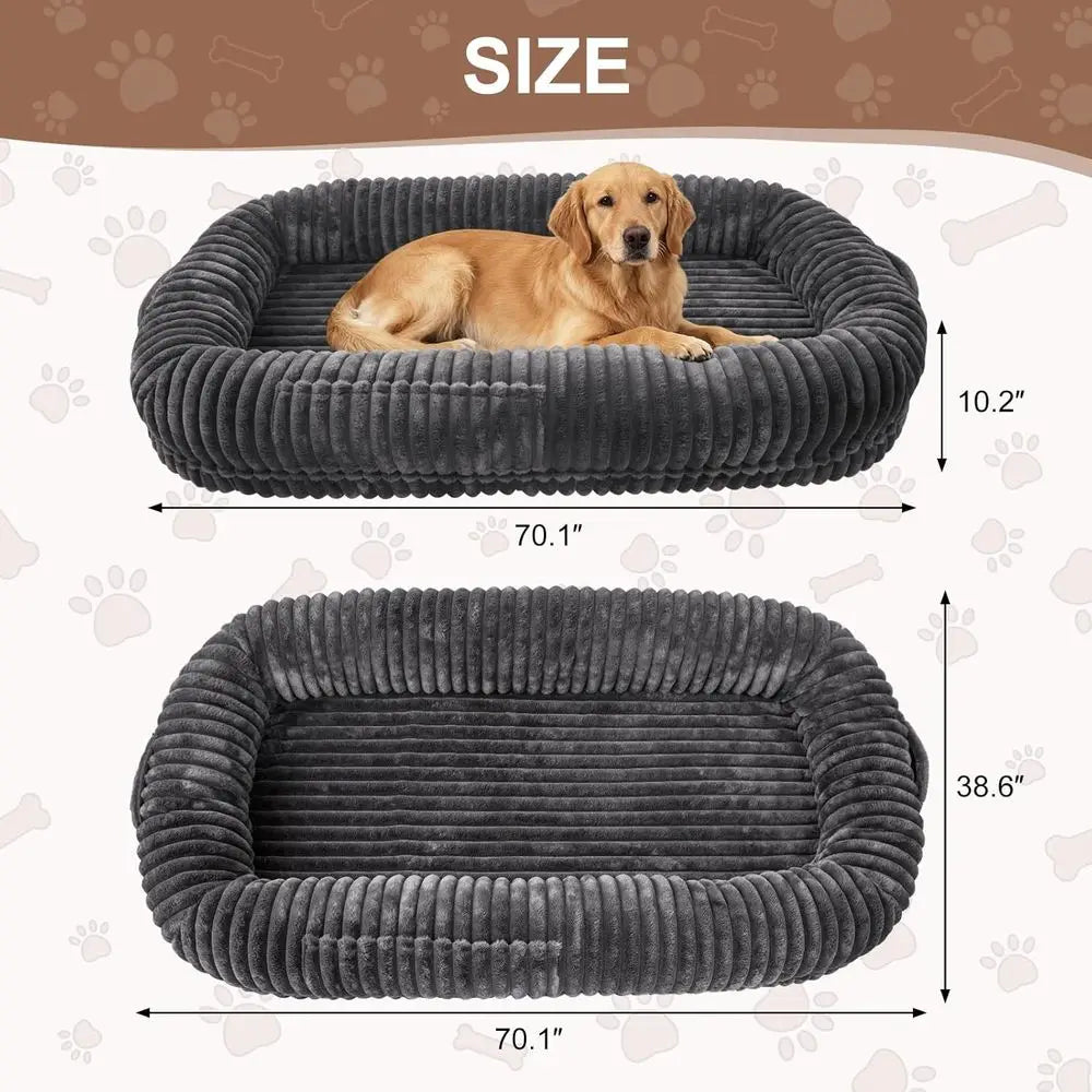 Extra Large Orthopedic Memory Foam Dog Bed for Adults, 70x38x10 Washable XL Pet Bed in Dark Grey