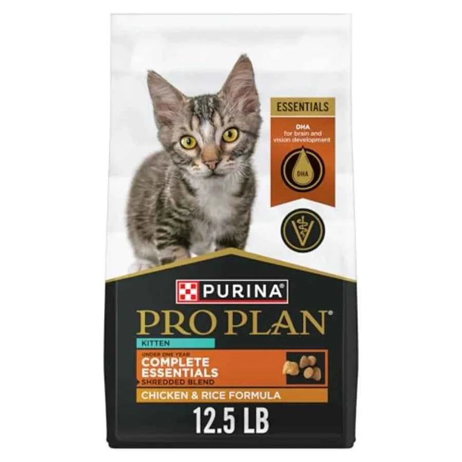 Kitten Food Complete Essentials Cat Kibble Shredded Blend Chicken and Rice Formula
