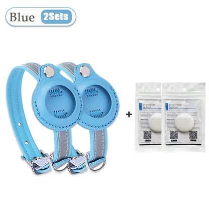 Pet GPS Tracker Leather Pet Adjustable Collars for Apple Airtag Location Tracker Dog Cat Anti-lost Reflective Protection Case