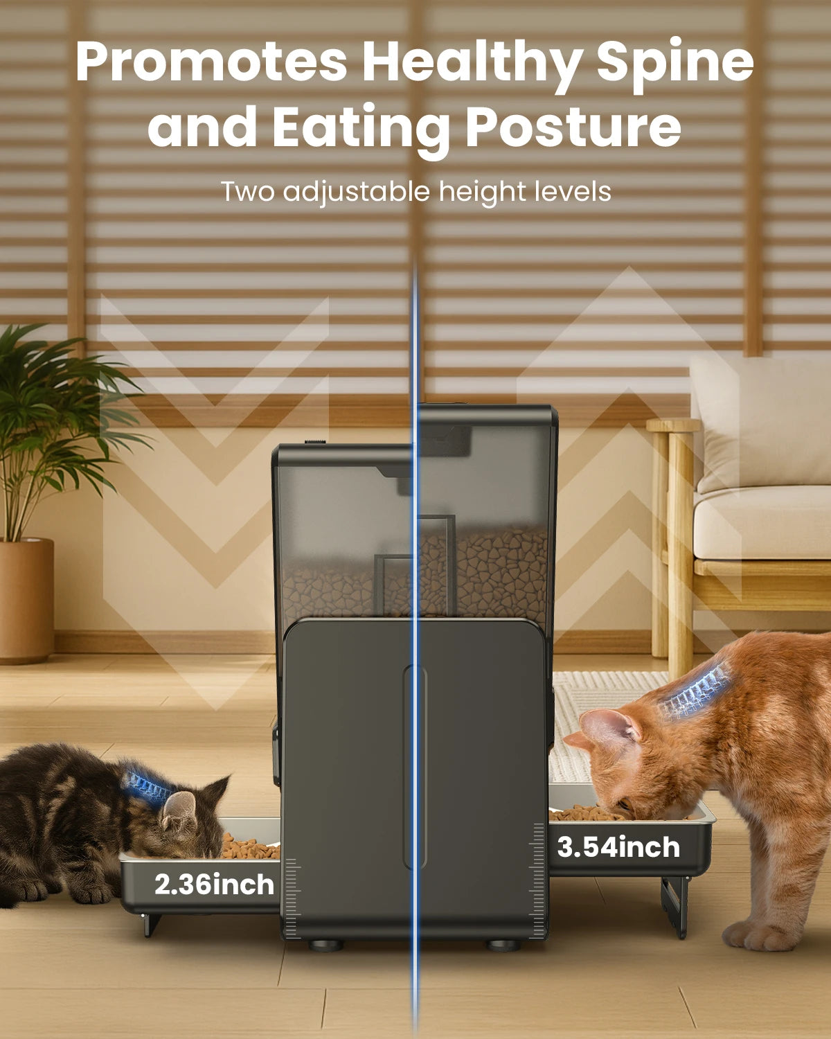 5L Automatic Cat Kibble Dispenser 2 Bowls Smart Voice Recorder Pluggable Control Panel Auto Cat Food Dispenser For Pet Dry Food
