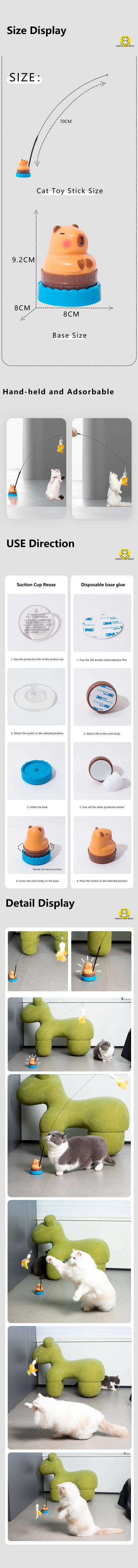 Simulation Capybara Cat Toys Interactive Bird with Bell Cat Stick Toy for Kitten Playing Teaser Wand Toy Pet Cats Supplies