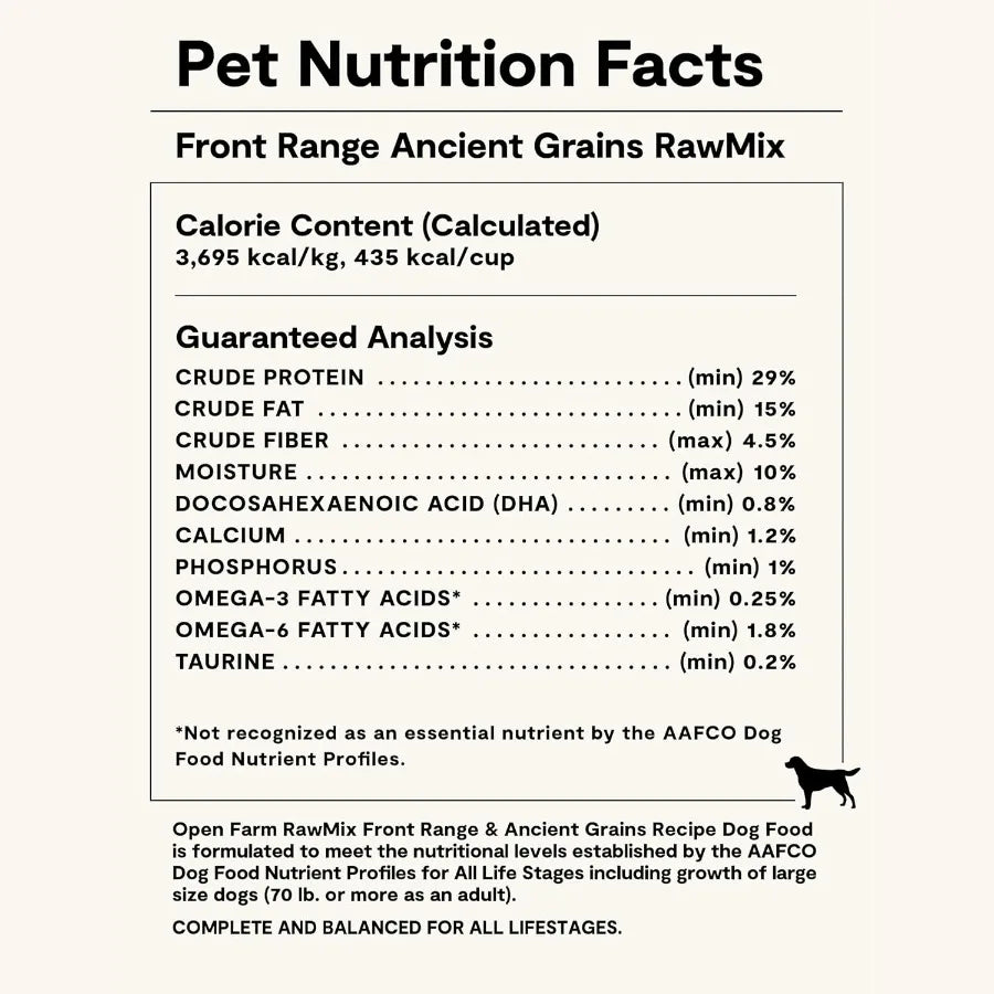 RawMix Dry Dog Food with Ancient Grains Protein-Packed Kibble Coated in Bone Broth with Freeze Dried Raw Chunks Beef Pork and L