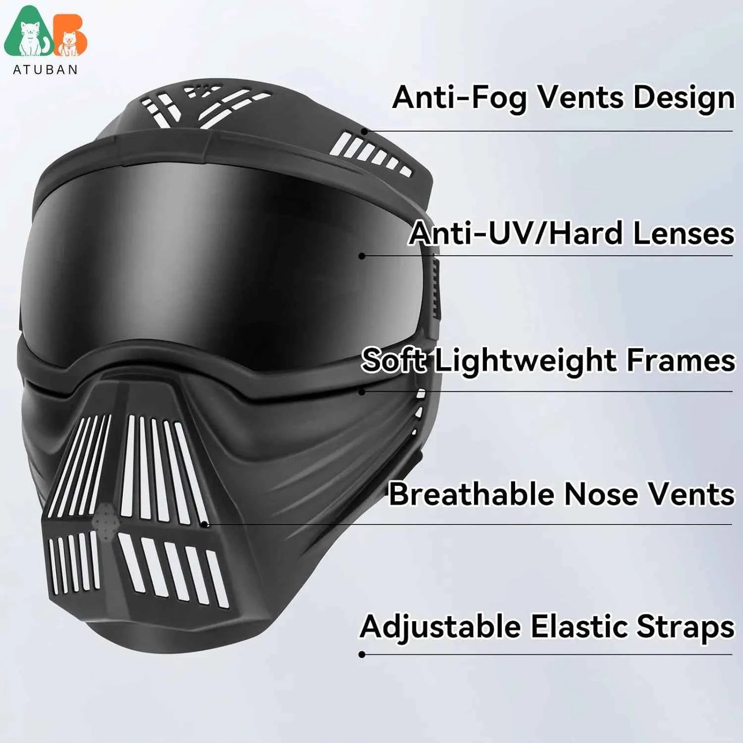 ATUBAN Dog Goggles Large Breed, UV Protection Full Face Sunglasses for Dogs, Windproof Dustproof Snowproof Pet Eyes Wear