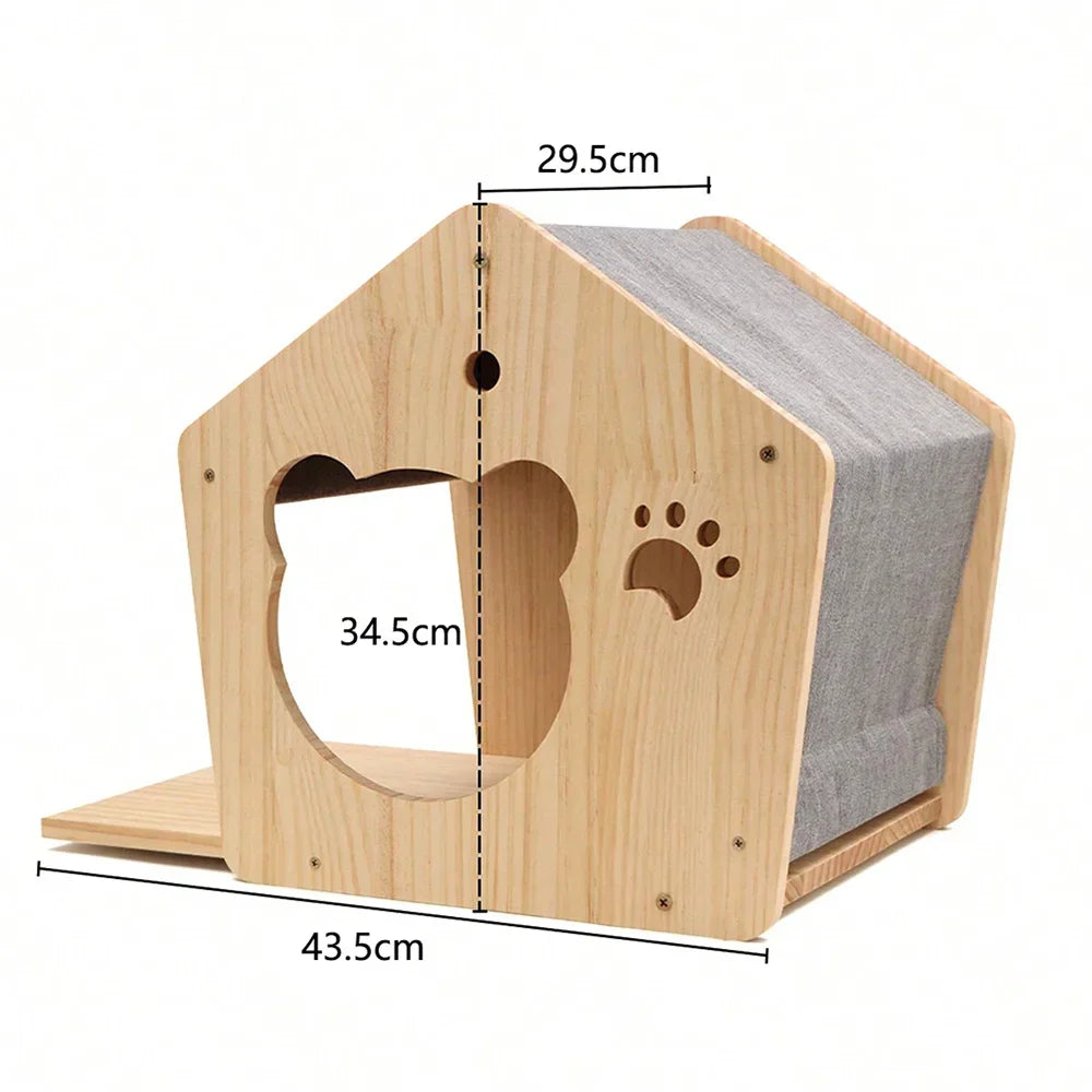 Wooden Cat Climbing Shelves Wall Mounted Cat Tree Sisal Scratching Post Pedal Hammock Indoor Kitten Playground Cats Accessories