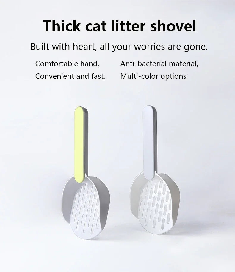 Cat Litter Scoop Set with Base Long Handle Clashing Cat Poop Tool High-Grade ABS Plastic Durable Kitten Toilet Cleaning Tool Pet