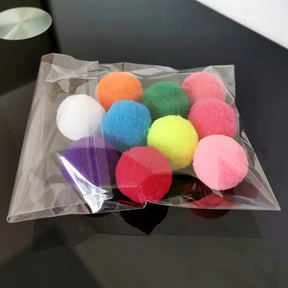 10pcs Plush Ball Cat Toys Colorful Cat Toys Creative Interactive Bouncy Ball Funny Indoor Kitten Balls Chew Toy Cat Supplies