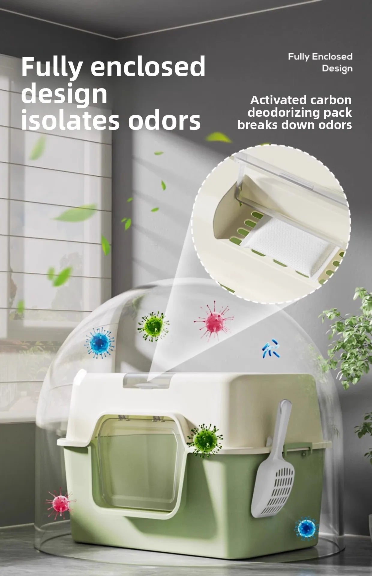 Large Size  Litter Box Full Enclosure Anti Odor Anti Splaing Cabinet  Toilet  Poop Pan Supplies Pet Care Accories