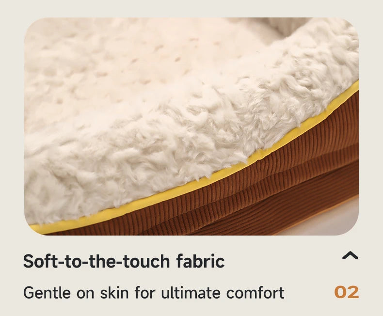 HOOPET 2025 New Large Dog Bed, Winter Warm Washable Pet Bed with Thick Padding & Bolster, Comfort Security Orthopedic Mattress