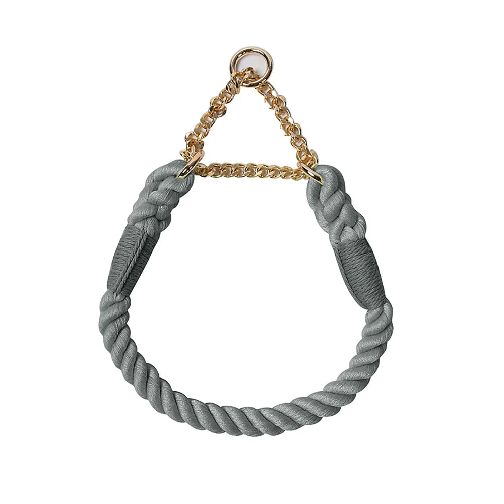 Dog Collar P Chain Comfortable Cotton Dog Collars Adjustable Braided Cotton Multi-Color Rope Collar with Durable Metal Dog Chain