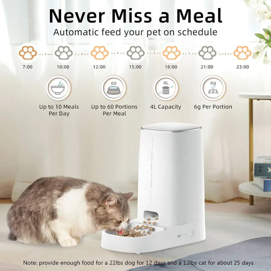 ROJECO Automatic Cat Feeder Pet Smart WiFi Cat Food Kibble Dispenser Remote Control Auto Feeder For Cat Dog Dry Food Accessories - Pet Suppie