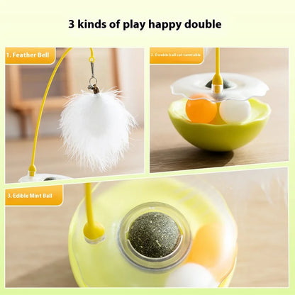 Premium Tumbler Cat Toy, Detachable Teaser Wand, Feather Bell, Catnip Ball, Pet Supplies, Plush Feather Toy