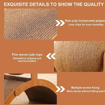2 In 1, Cat Scratching Ball Wooden Cat Scratcher, Natural Sisal Scratch Board Scratching Column, Wear-Resistant Paw Wood Scraper