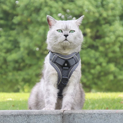 Cats Harness Leash For Small Dogs Cat Outdoor Reflective Adjustable Puppy Kitten Traction Device Tactical Training Pet Supplies