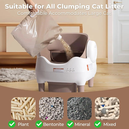 VOFORD Automatic Cat Litter Box Extra Large Self Cleaning Litter Box with APP Control with Free Trimmer for Multi-Cat Compatible