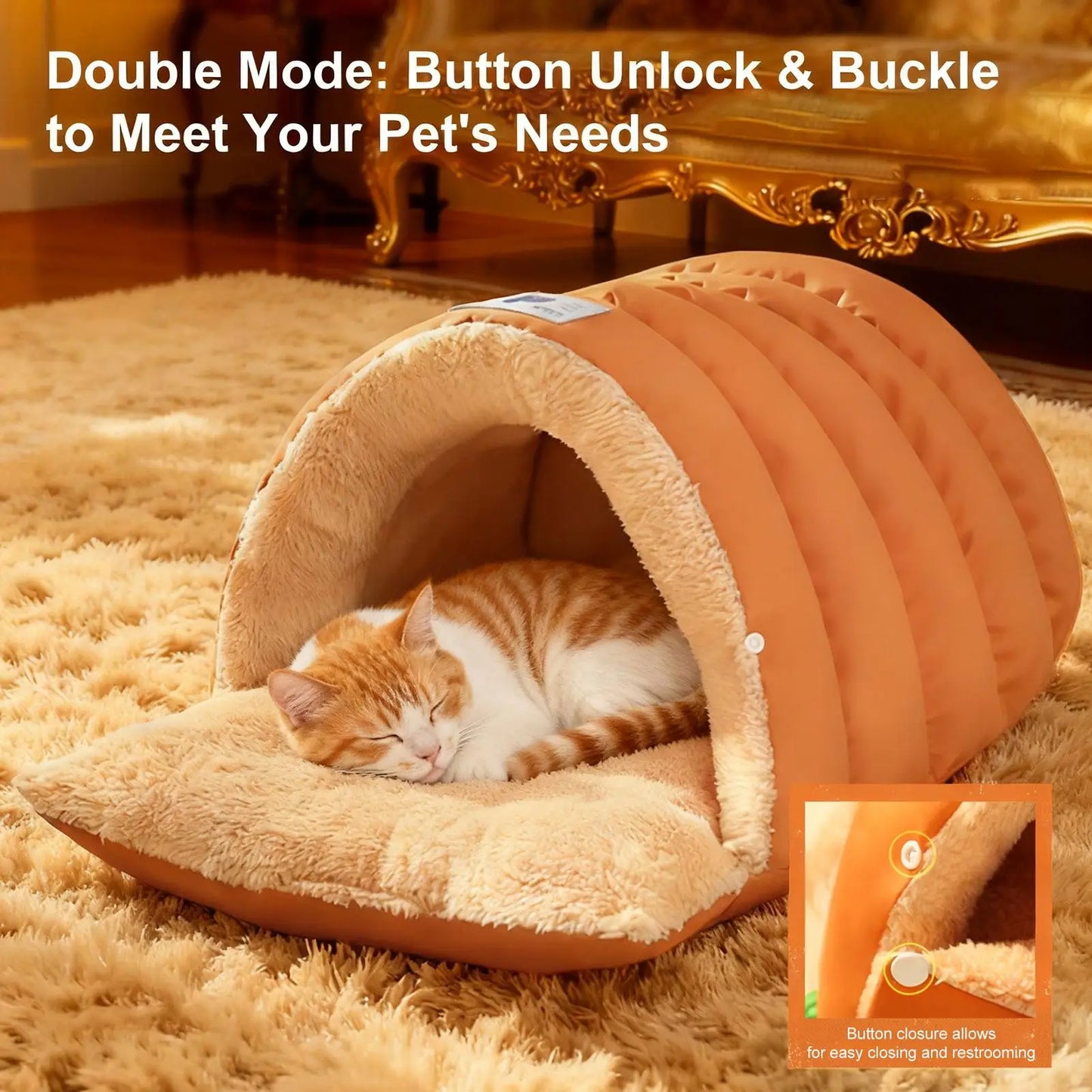 Semi Enclosed Pet Cave Bed Warm Comfortable Windproof Sleeping Sack Washable Pet Nest for Cats Small Dogs Indoor Outdoor