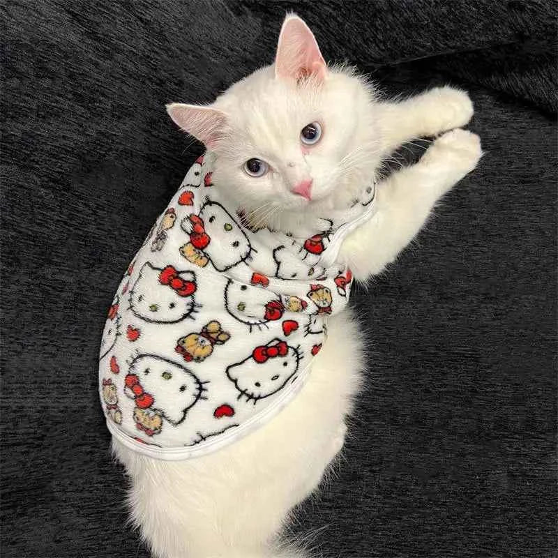 Winter Warm Pet Clothes For Cats Pullover Kawaii Hello Kitty Cat Sweater Costume  Mascotas Clothing Gatos Products For Animals