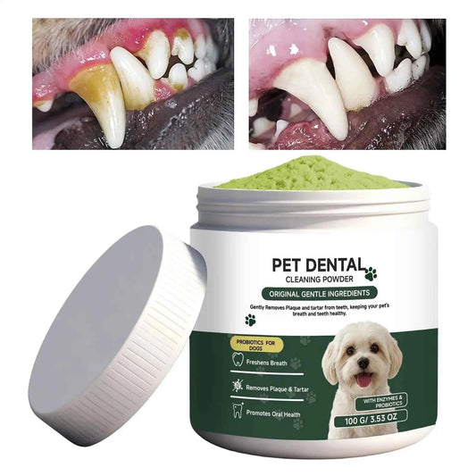 100g Dog Tooth Powder Freshen Breath Natural Plaque Tartar Remover Probiotic Teeth Cleaning Dental Care For Puppy Small Large