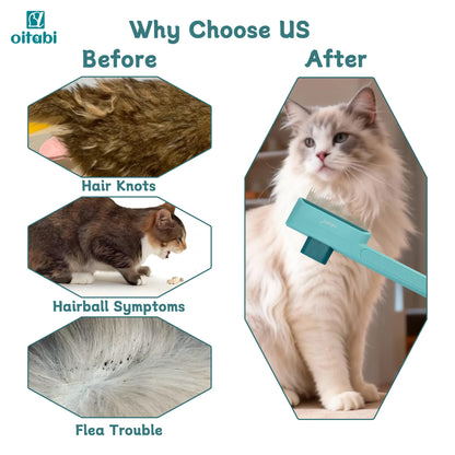 OITABI 1/2PCS Pet Hair Removal Comb One-Click Self-Cleaning Grooming Brush, De-Shedding Comb for Short & Long Hair, Pet Grooming