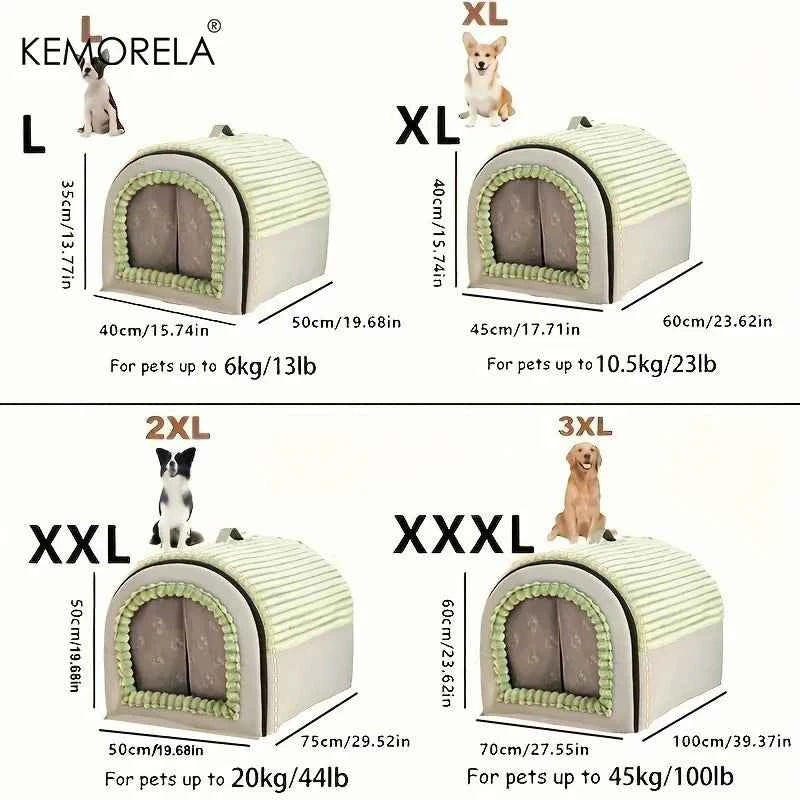 KEMORELA Thickened All-Season Enclosed Pet Bed Portable Dog House Cat Tent with Washable Bedding for Small Medium Large Dogs