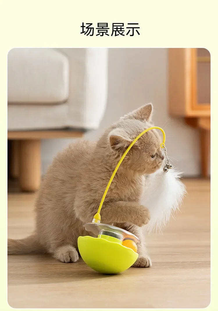 Premium Tumbler Cat Toy, Detachable Teaser Wand, Feather Bell, Catnip Ball, Pet Supplies, Plush Feather Toy