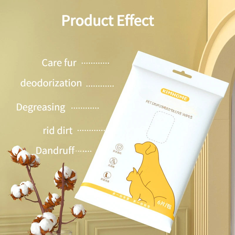 Disposable Waterless Pet Cleaning Gloves – 2-in-1 Massage & Grooming Mitts Pet Wash Free Pet Wipes