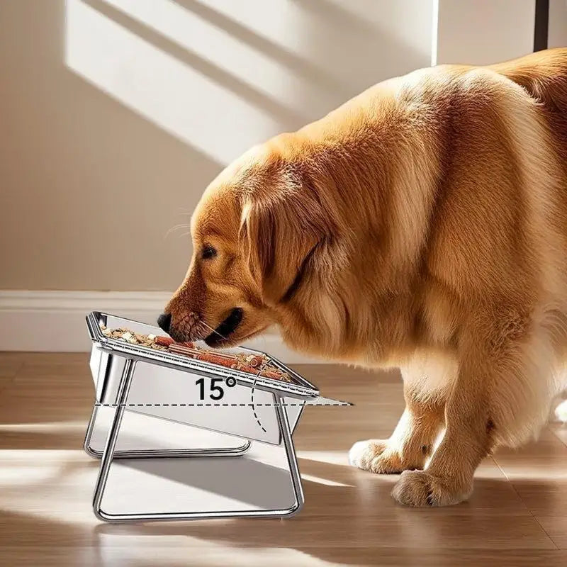 Cat Bowl Cat Food Bowl Stainless Steel Double Bowl Anti-Tip Pet Bowl Cat Eating Bowl Drinking Bowl Grain Bowl Dog Bowl