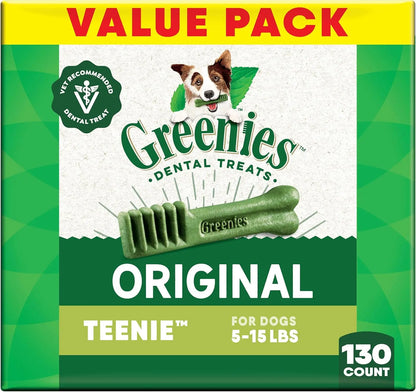 Veterinarian-Recommended Natural Dental Dog Treats Teenie Size, Original Flavor, 12 oz. Pack, 43 Count