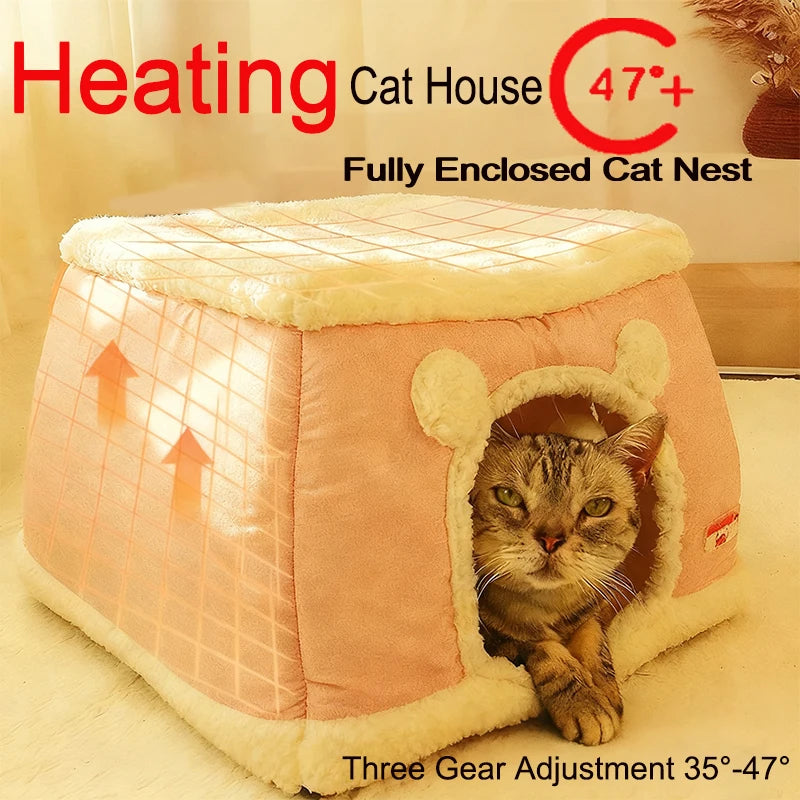 New 360 Degree Fully Enclosed Electric Heating Cat and Dog House Cat Nest Winter Warmth Constant Temperature Cat Beds Blanket