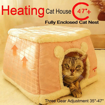 New 360 Degree Fully Enclosed Electric Heating Cat and Dog House Cat Nest Winter Warmth Constant Temperature Cat Beds Blanket