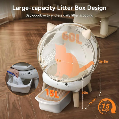 Self Cleaning Litter Box - E2 Automatic Cat Litter Box Large Smart Self Cleaning Robot for Cats, Double Safety Protection