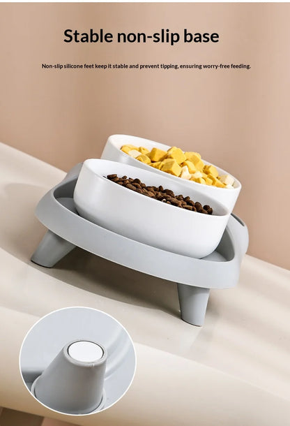 Ceramic Double Pet Bowl Elevated Design - Non-Tip Stable Large Capacity Cat Dog Food Water Dish Ant Proof Feeder