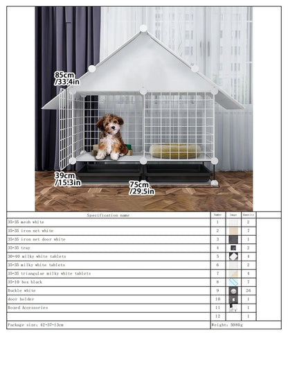 Indoor Dog Cage Villa with Toilet Small Dog Shelter for Pomeranian And Teddy Dogs Family Pet Cage with Tray
