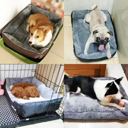 Large Winter Dog Bed Square Plush Cat Nest Kennel All Season Washable Dog Sofa Waterproof Mattress Cat Bed for Medium Dogs