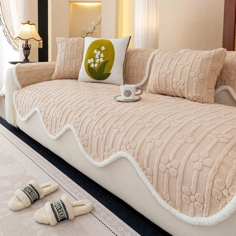 Thicken Plush Sofa Covers Winter Warm Universal Couch Mat Retro Style Anti-slip Sofa Seat Pad Decor for Living Room 방석쿠션