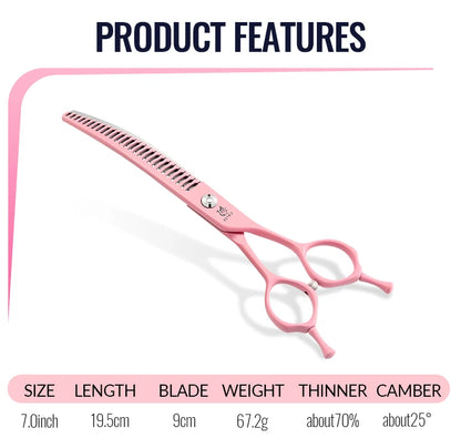 Fenice Dog Beauty Scissors Colorful 6.5/7/7.5 inch JP440C Professional Dog Grooming Scissors Curved Thinner Chunker Shears Tools