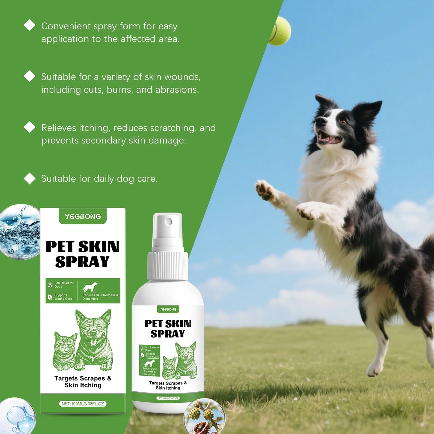 Yegbong Dog Skin Spray – Thoughtful protection, gentle and fast-acting care for skin discomfort, clean and comfortable spray