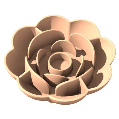 Pet Supplies Silicone Slow Food Bowl Rose Shape Dog Bowl Cat Anti-Choking and Anti-Knocking Food Bowl with Suction Cup