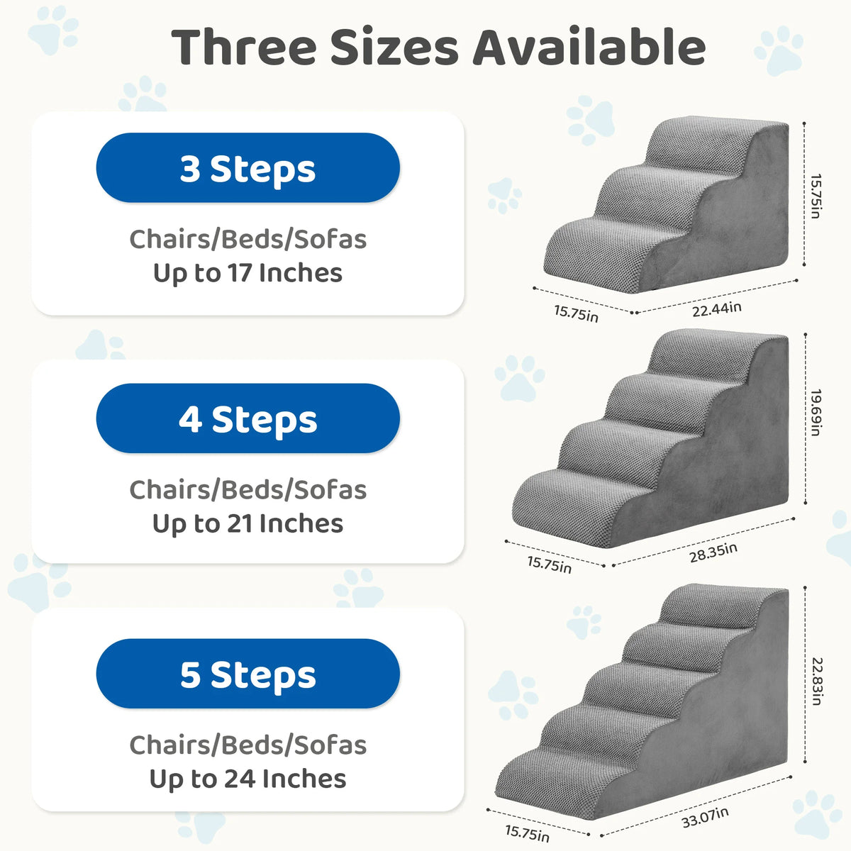 JHK 3-5 Step High-Density Foam Dog Stairs Ramp for Small Dogs Curved Pet Dog Steps Indoor Non-Slip Pet Ladder Ramp Stairs