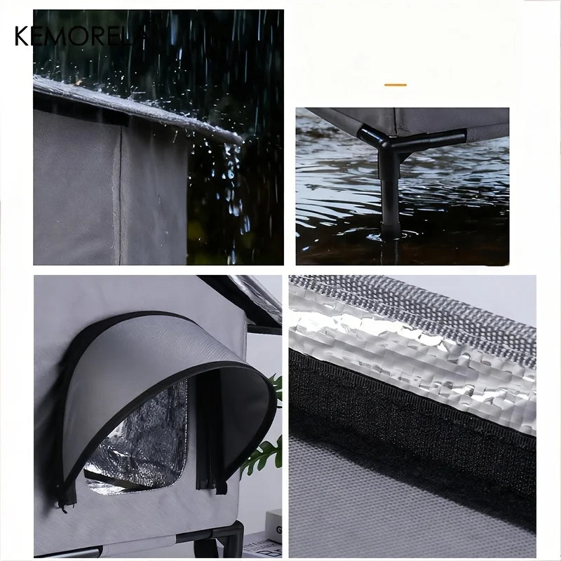 KEMORELA Winter Outdoor Cat House Equipped with an Escape Door - Large Feral Cat Shelter Collapsible Shelter for Small Dogs&Cats