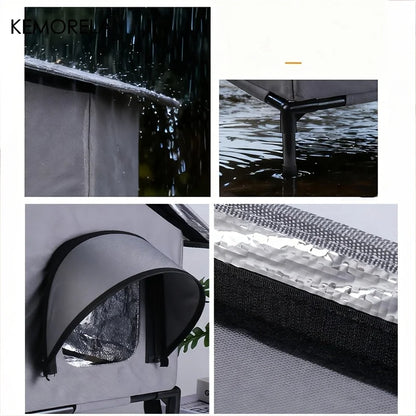 KEMORELA Winter Outdoor Cat House Equipped with an Escape Door - Large Feral Cat Shelter Collapsible Shelter for Small Dogs&Cats
