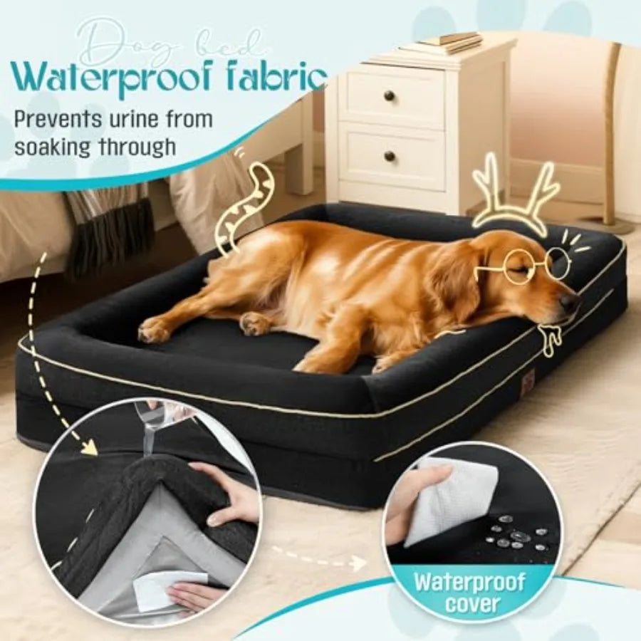 Waterproof Memory Foam Dog Beds for Extra Dogs Non-Slip Orthopedic Dog Beds Washable Couch Pet Bed with Removable Cover,X