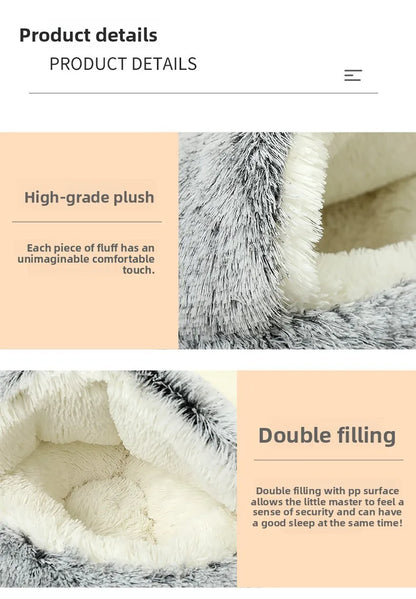 Pet Autumn and Winter Warm Shell Semi-Enclosed Cat Bed Pure Cotton Pet Cat Bed Semi-Enclosed Dog Bed Dog Bed Enclosed Cat Bed