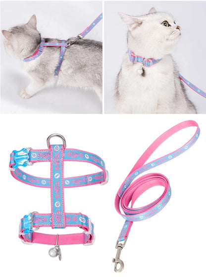 Truelove Pet Cat H-Shape Harness+Leash Set Vest-style and Puppy Chain Special Artifact to Prevent Break Free Home or Out TLH3912