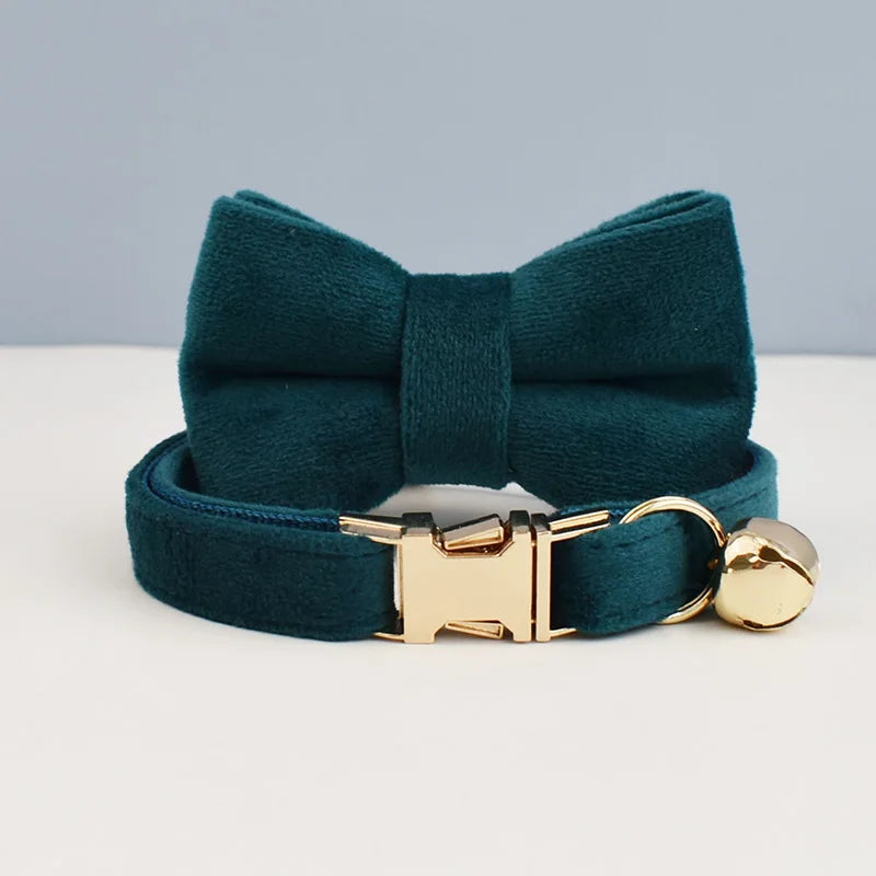 Cute Bowknot Cat Collar Personalized Cat Collar with Bell Engraving ID Tag Nameplate Kitten Collars Necklace