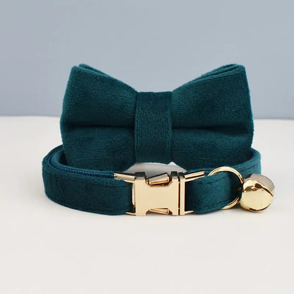 Cute Bowknot Cat Collar Personalized Cat Collar with Bell Engraving ID Tag Nameplate Kitten Collars Necklace