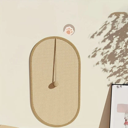 Large Sisal Cat Activity Station Scratching Post Pad Washable with Hanging Ball Toy Fun Play Self Adhesive Wall Mount Panel