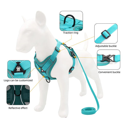 Cats Harness Leash For Small Dogs Cat Outdoor Reflective Adjustable Puppy Kitten Traction Device Tactical Training Pet Supplies