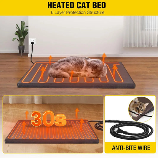 Wooden Heated Cat House with Heating Pad | Waterproof Roof - Pet Suppie